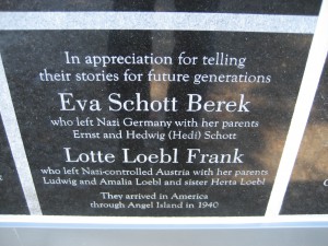 Eva Berek and Lotte Loebl Frank plaque at AIIS